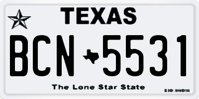 TX license plate BCN5531