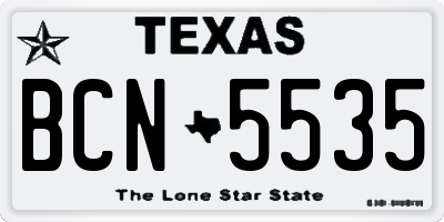 TX license plate BCN5535