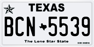 TX license plate BCN5539