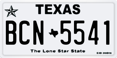 TX license plate BCN5541