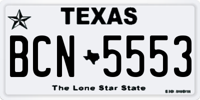 TX license plate BCN5553