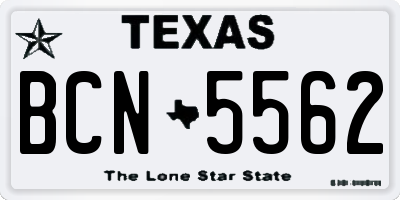 TX license plate BCN5562