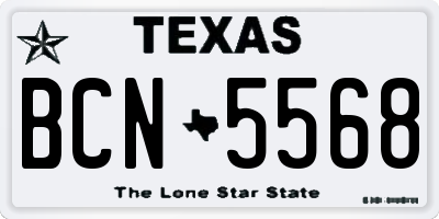TX license plate BCN5568
