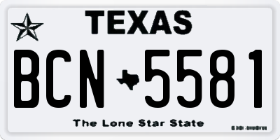 TX license plate BCN5581