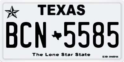 TX license plate BCN5585