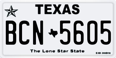TX license plate BCN5605