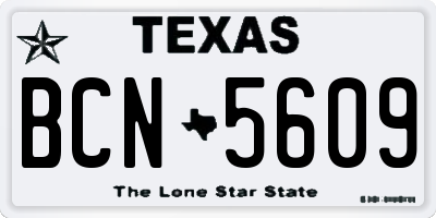TX license plate BCN5609