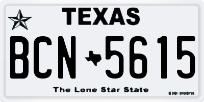 TX license plate BCN5615