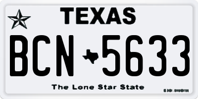 TX license plate BCN5633