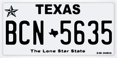 TX license plate BCN5635