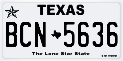 TX license plate BCN5636