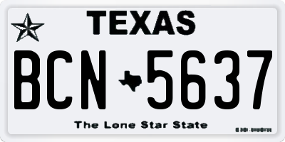 TX license plate BCN5637