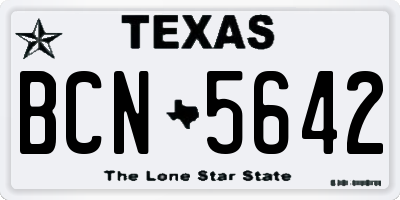 TX license plate BCN5642