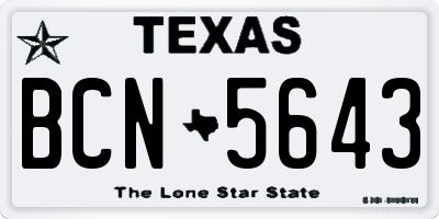 TX license plate BCN5643