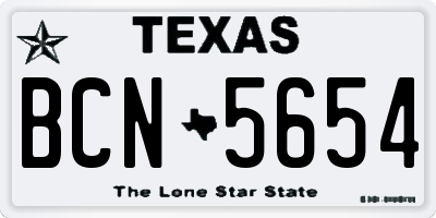 TX license plate BCN5654