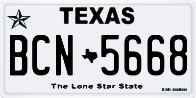 TX license plate BCN5668