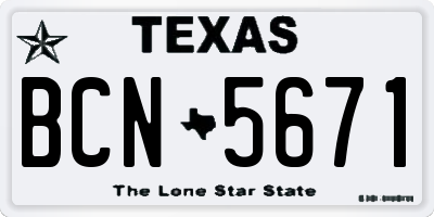 TX license plate BCN5671