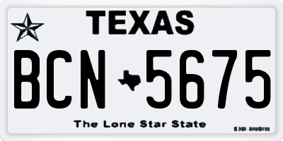 TX license plate BCN5675