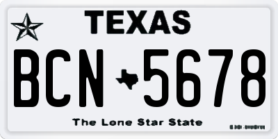 TX license plate BCN5678