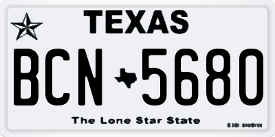 TX license plate BCN5680