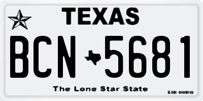 TX license plate BCN5681