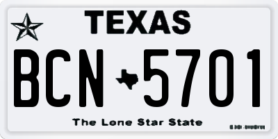 TX license plate BCN5701