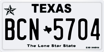 TX license plate BCN5704