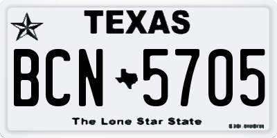 TX license plate BCN5705