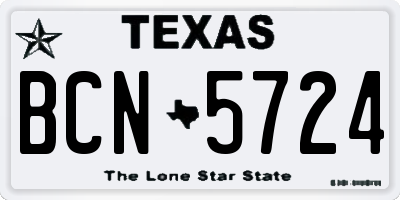 TX license plate BCN5724
