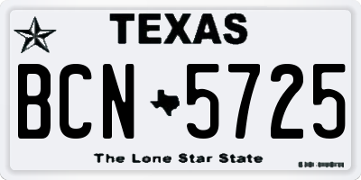 TX license plate BCN5725