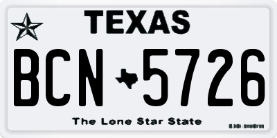 TX license plate BCN5726