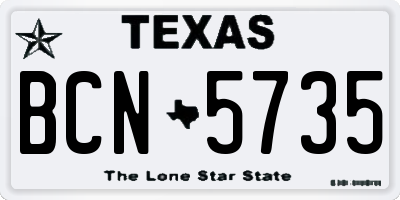 TX license plate BCN5735