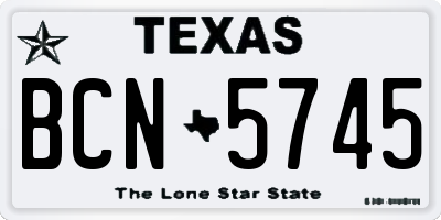 TX license plate BCN5745