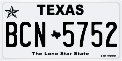 TX license plate BCN5752