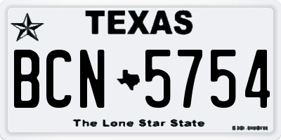 TX license plate BCN5754