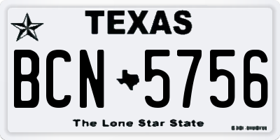 TX license plate BCN5756