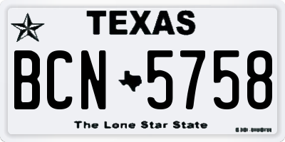 TX license plate BCN5758