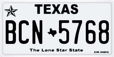 TX license plate BCN5768