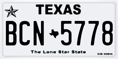 TX license plate BCN5778