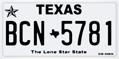 TX license plate BCN5781