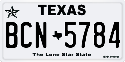 TX license plate BCN5784