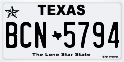 TX license plate BCN5794