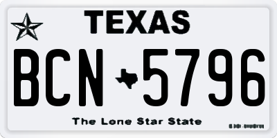 TX license plate BCN5796