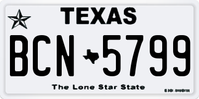 TX license plate BCN5799