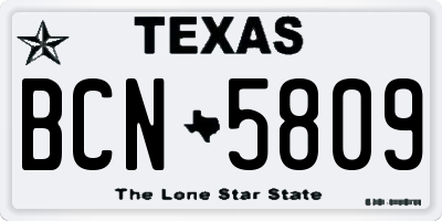 TX license plate BCN5809