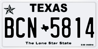TX license plate BCN5814