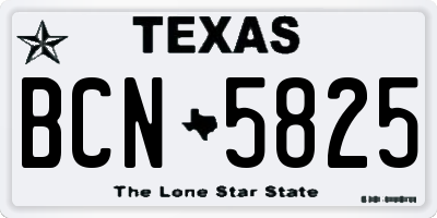 TX license plate BCN5825