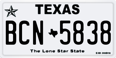 TX license plate BCN5838