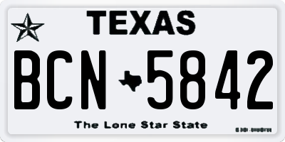 TX license plate BCN5842
