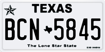 TX license plate BCN5845